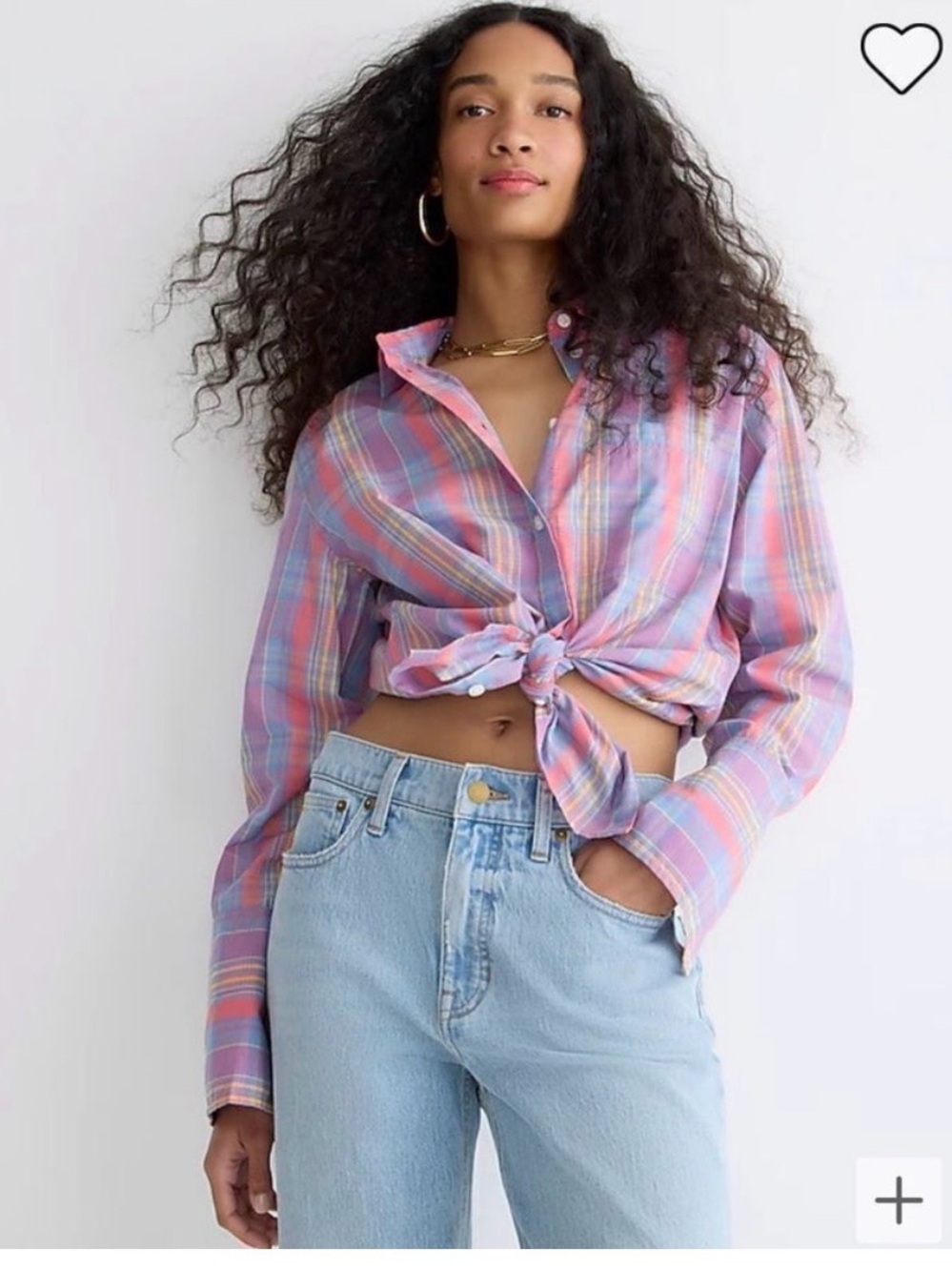 J crew Garçon cotton voile shirt nantucket preppy sunset plaid size 4